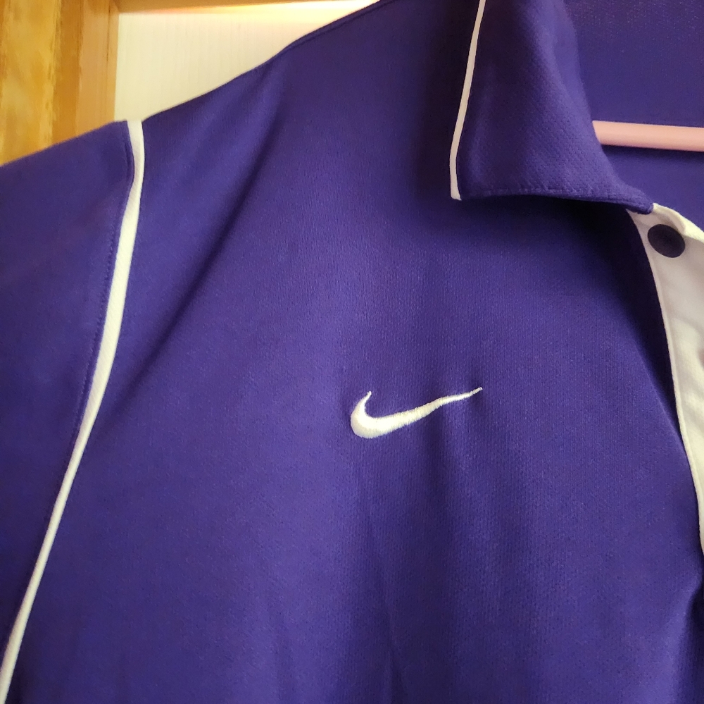 Nike Purple And White Dri Fit Polo